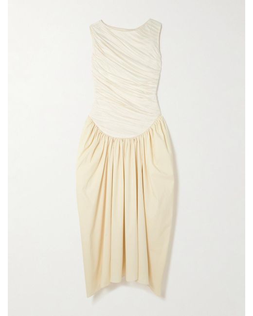 Abadia Natural Ora Midikleid Aus Gerafftem Jersey Und Popeline Aus Einer Tencel-Lyocell-Baumwollmischung