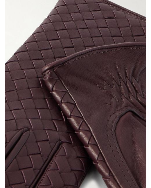 Gants En Cuir Intrecciato Bottega Veneta en coloris Purple