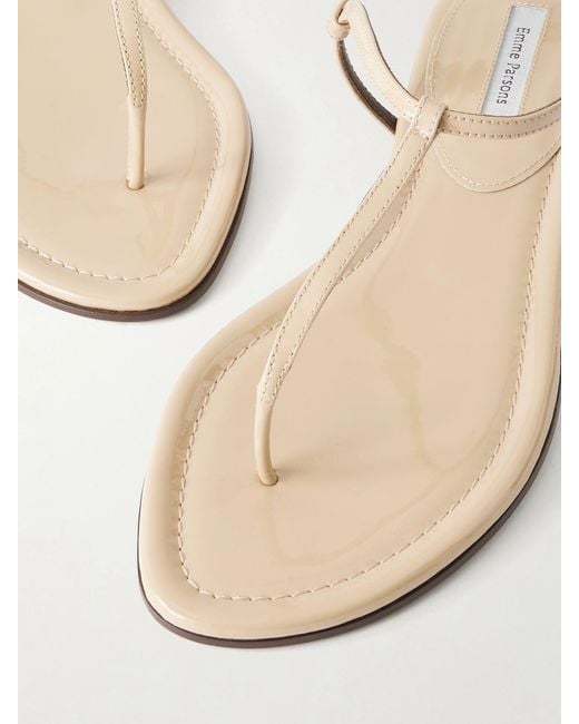 Emme Parsons Natural Cecilia Patent-Leather Sandals