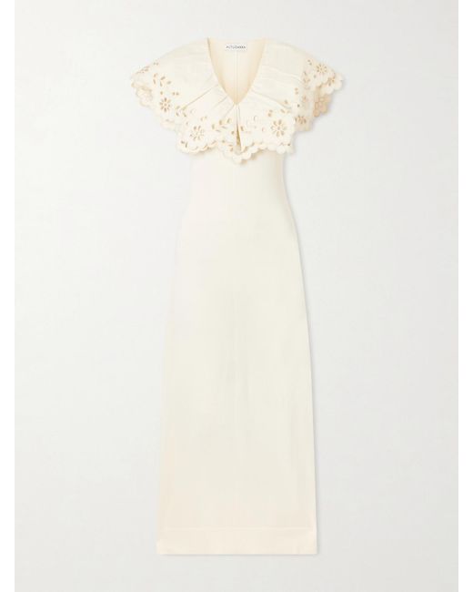 Altuzarra White Penrose Broderie Anglaise-Trimmed Jersey Maxi Dress