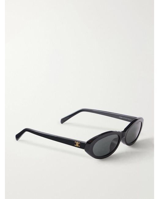 Céline Black Triomphe Mini Oval-Frame Acetate Sunglasses