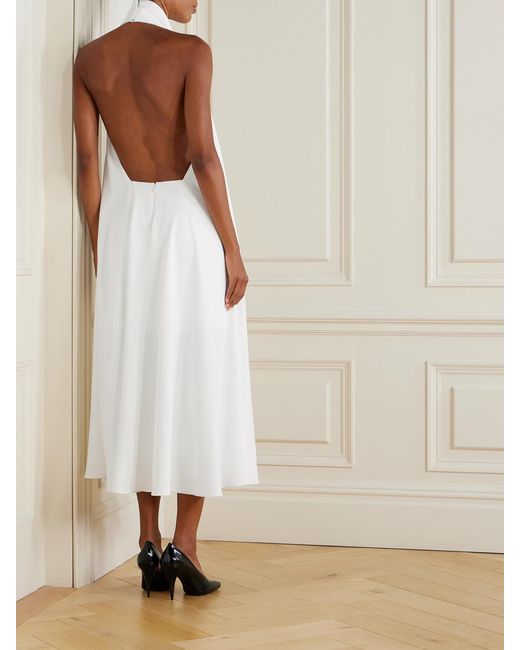 Givenchy White Open-Back Draped Cady Halterneck Maxi Dress