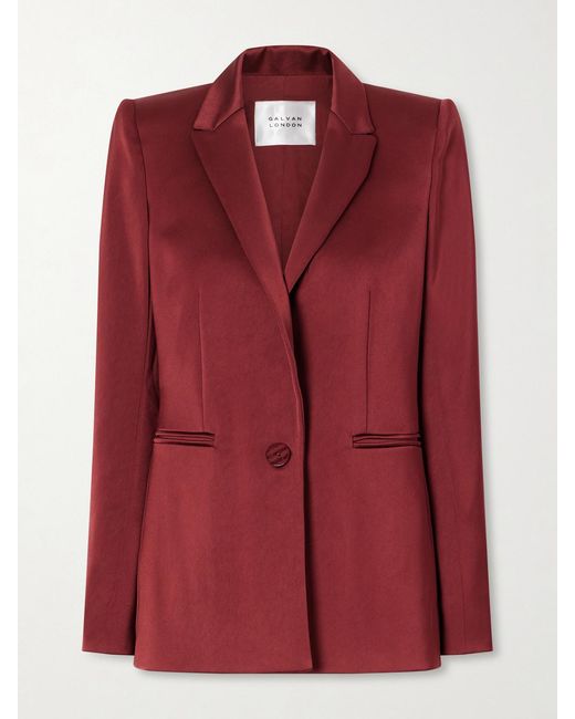 Galvan Red Sculpted Satin Blazer