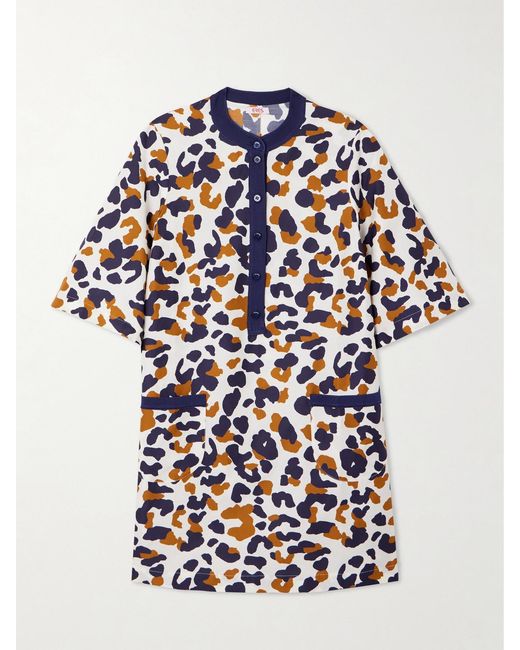 Eres Blue Coquillage Marée Printed Cotton And Silk-Blend Twill Coverup