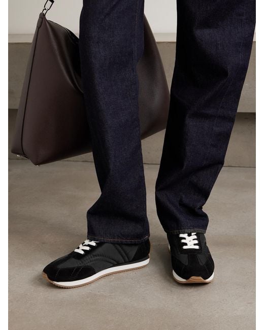 Totême Black Sport Suede-Trimmed Shell Sneakers