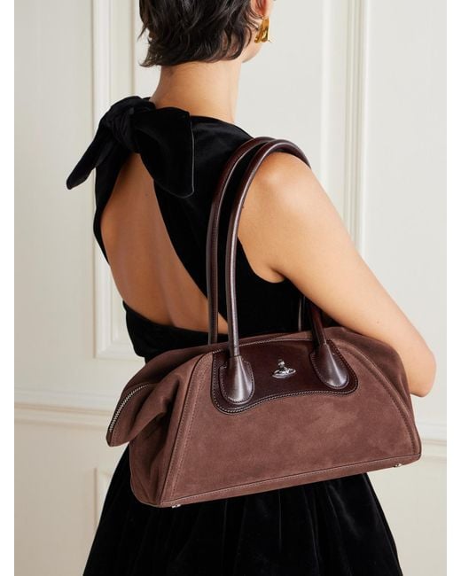 Vivienne Westwood Brown Shirley Kleine Schultertasche Aus Veloursleder Mit Lederbesätzen