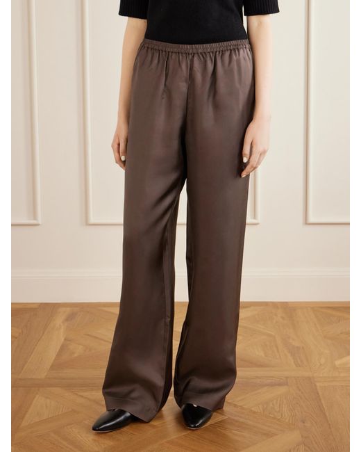 Loulou de Saison Brown Alera Silk Wide-Leg Pants