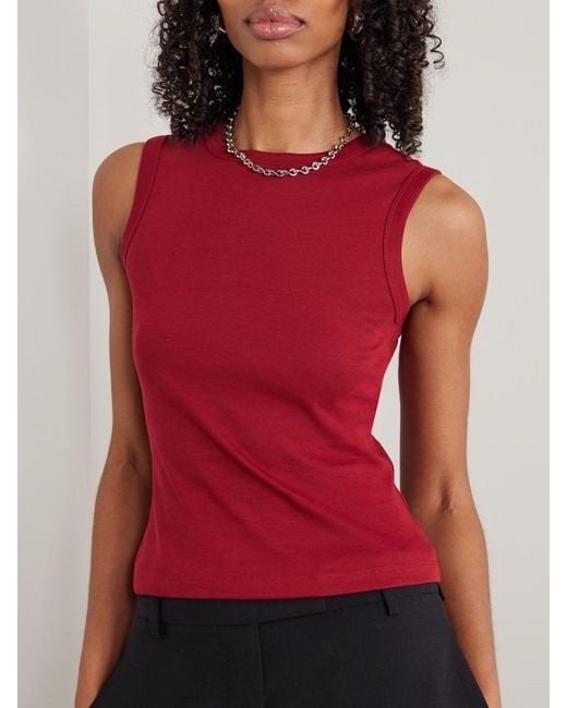 Flore Flore Red Esmé Ribbed Organic Cotton-Jersey Tank