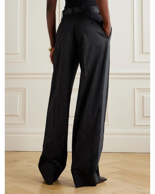 Pantalon En Laine Jacquard À Finitions En Satin Stella McCartney en coloris Black