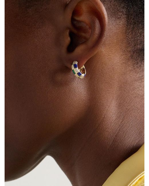 Yvonne Léon Natural Mini Créoles 9-Karat Multi-Stone Hoop Earrings