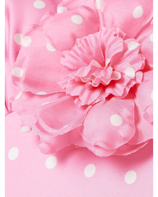 Rodarte Pink Embellished Polka-Dot Silk-Satin Twill Gown