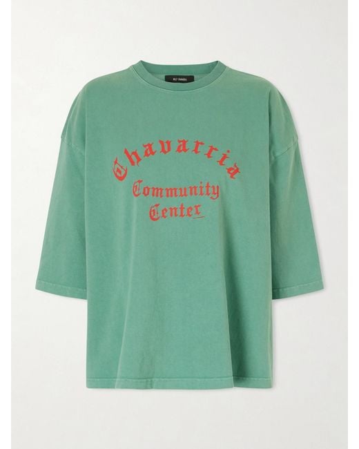 Willy Chavarria Green Buffalo Printed Cotton-Jersey T-Shirt