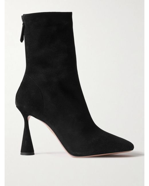 Aquazzura Black Amore 95 Stiefel Aus Veloursleder
