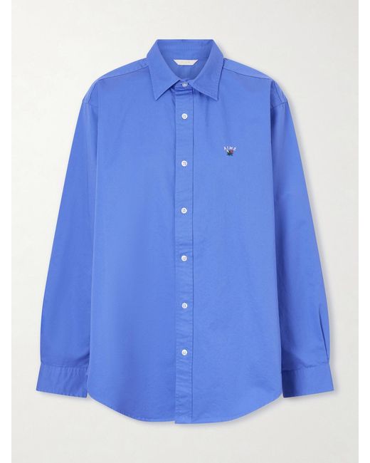 Aimé Leon Dore Blue Logo-Embroidered Cotton-Poplin Oversized Shirt