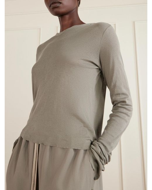 Rick Owens Gray Cropped Cotton-Jersey Hooded T-Shirt