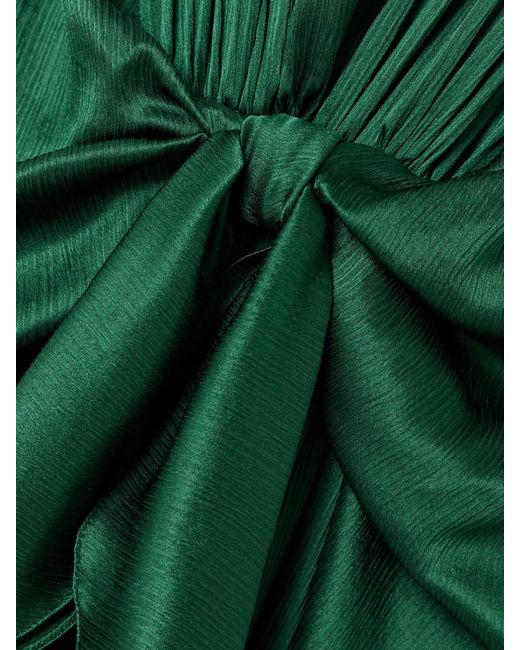 J.W. Anderson Green Tie-Detailed Crinkled-Silk Maxi Dress