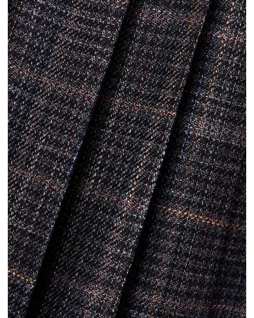 Gabriela Hearst Gray Wesley Pleated Checked Wool And Silk-Blend Midi Skirt