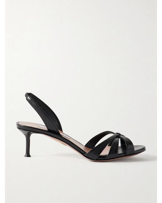 Aquazzura Women's Black Tati 50 Leather Slingback Sandals