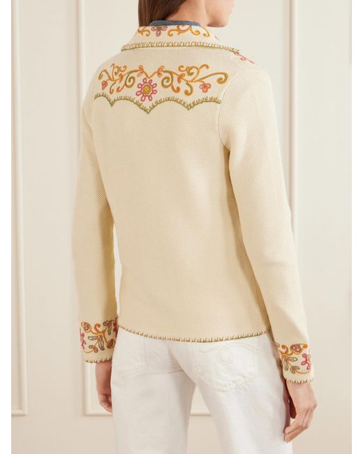 RRL Natural Bella Crochet-Trimmed Cotton And Cashmere-Blend Cardigan