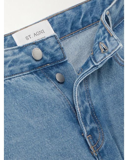 St. Agni Blue Outland Denim 90S Low-Rise Straight-Leg Organic Jeans