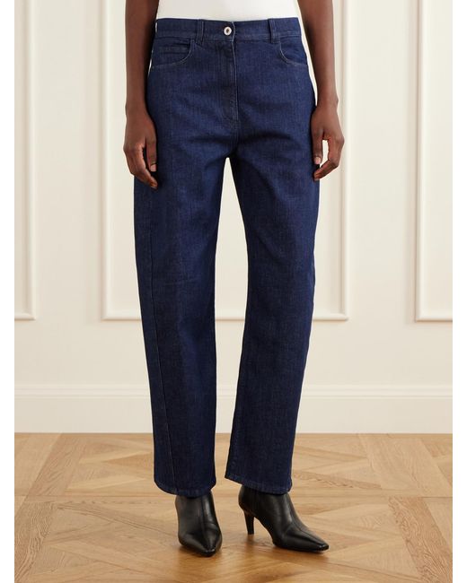 Another Tomorrow Blue High-Rise Organic Barrel-Leg Jeans