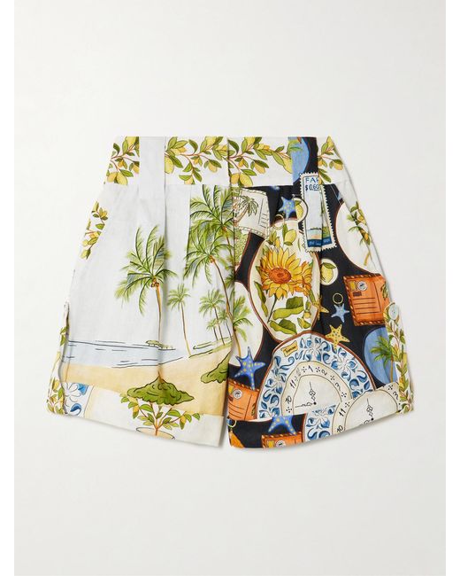 Farm Rio Metallic Printed Linen Shorts