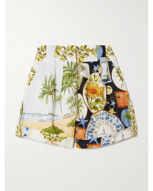 Farm Rio Metallic Printed Linen Shorts