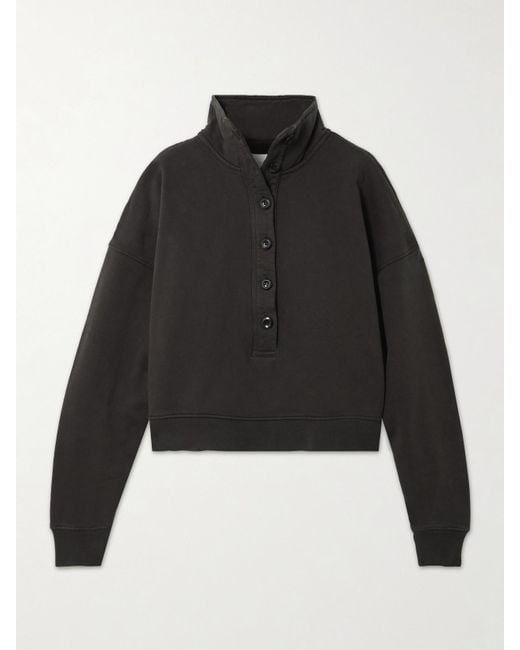 Citizens of Humanity Black Mirelle Cropped Cotton-Jersey Sweatshirt