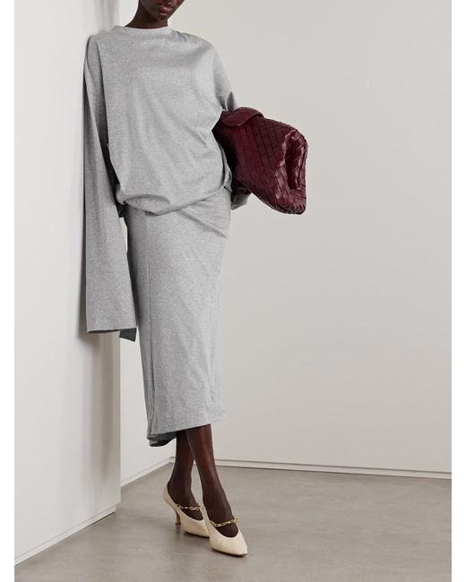 Marie Adam-Leenaerdt Gray Spiral Cotton-Jersey Wrap Midi Dress