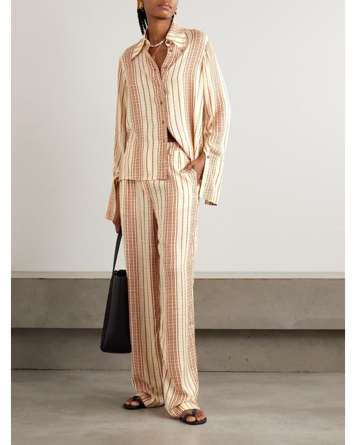 Alix Of Bohemia Natural Dana Striped Woven Shirt