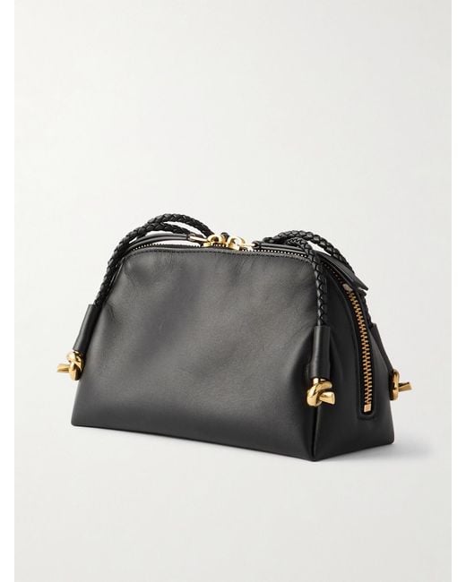 Bottega Veneta Black Concert Small Intrecciato Trimmed Leather Pouch