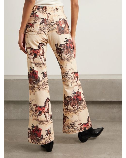 Alix Of Bohemia Natural Bunny Cowboy Printed High-Rise Flared Jeans