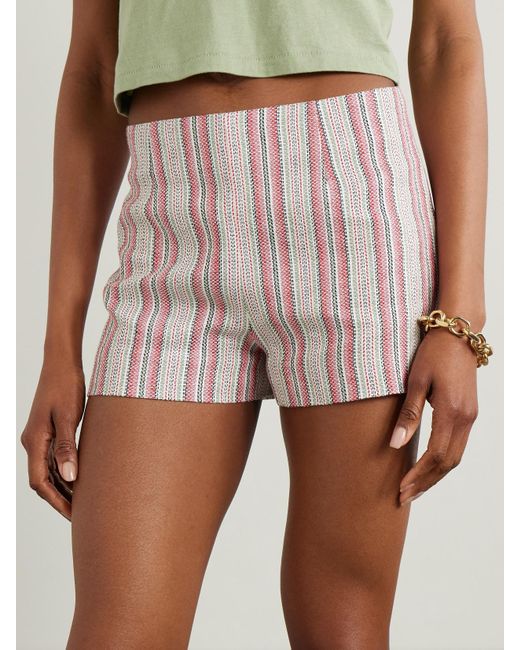 Faithfull The Brand Pink Luda Striped Linen And Cotton-Blend Shorts