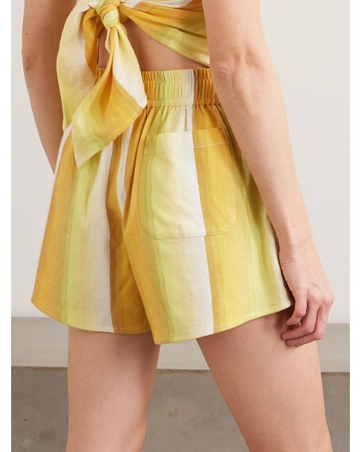 Marrakshi Life Yellow Striped Cotton Shorts