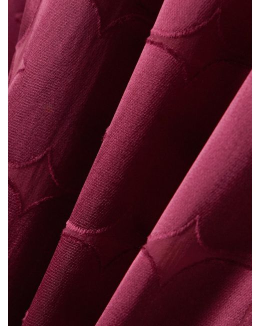 ‎Dima Ayad Red Geometric Devoré-Satin Straight-Leg Pants