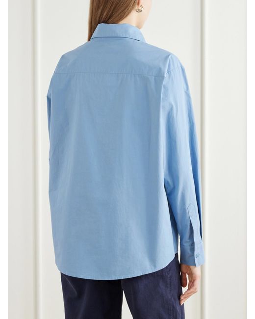 Still Here Blue Madison Cotton-Poplin Shirt