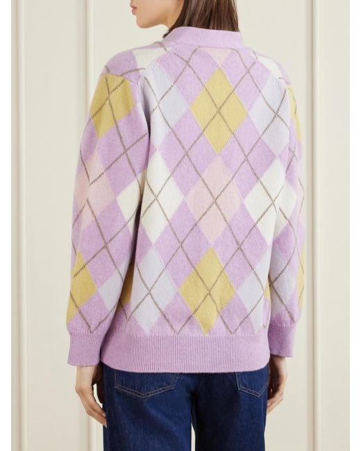 &Daughter Pink Argyle Wool Cardigan