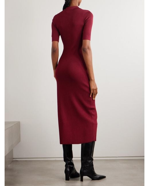 Rebecca Vallance Red Reagan Ribbed Jersey Midi Dress