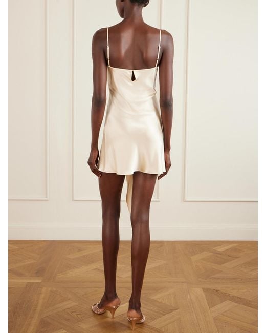 Wiederhoeft White Blumen Tie-Detailed Embroidered Silk Chiffon And Satin Mini Dress