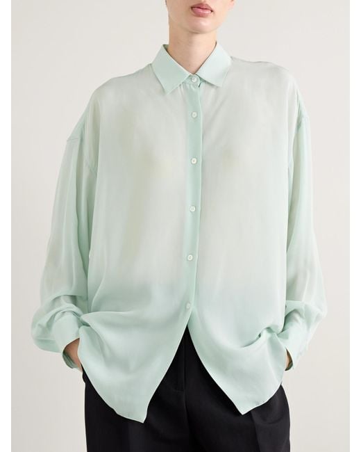 The Row Green Caster Chiffon Shirt