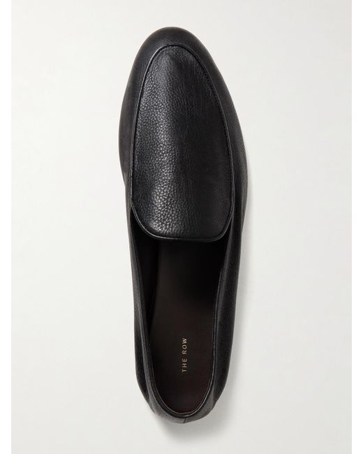 The Row Black Hereditas Textured-Leather Loafers