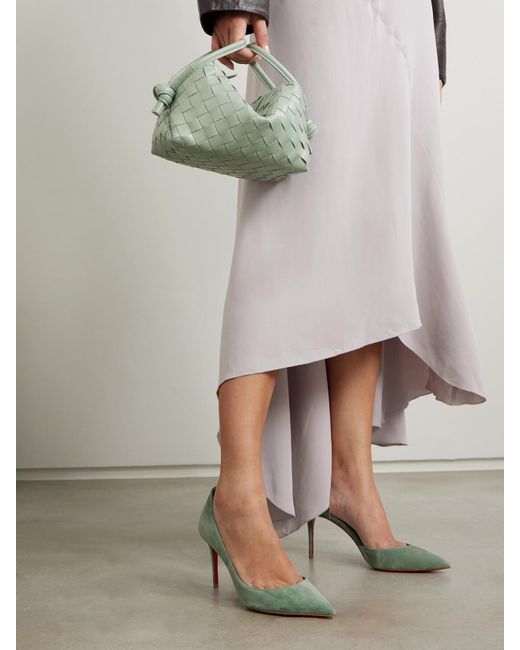 Christian Louboutin Iriza 85 Suede Pumps in Green | Lyst