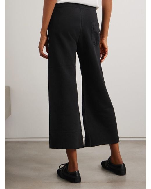 Nili Lotan Black Kiki Cropped Voile-Trimmed Cotton-Jersey Track Pants