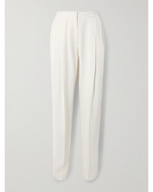 TOVE White Emery Pleated Crepe Straight-Leg Pants