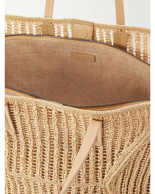 Brunello Cucinelli Natural Leather-Trimmed Woven Tote