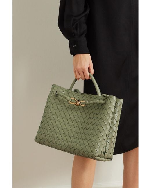 Bottega Veneta Green Andiamo Medium Intrecciato Leather Tote
