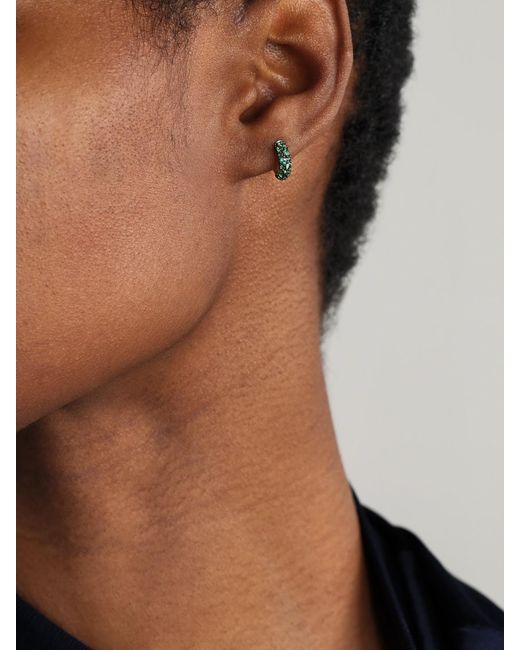 Lucy Delius Natural Chubby Rhodium-Plated 14-Karat Recycled Emerald Hoop Earrings