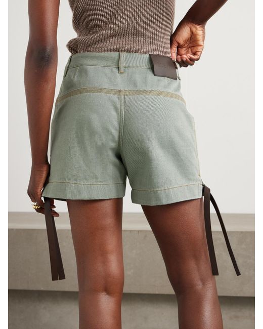 Short En Jean À Finitions En Cuir Loewe en coloris Blue