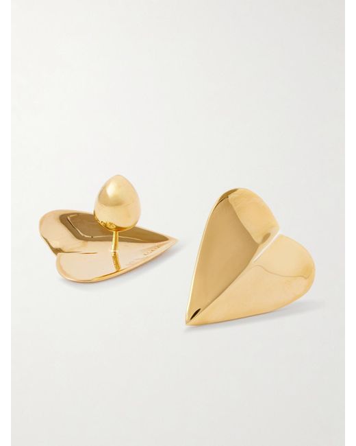 Alaïa White Le Coeur Goldfarbene Ohrringe