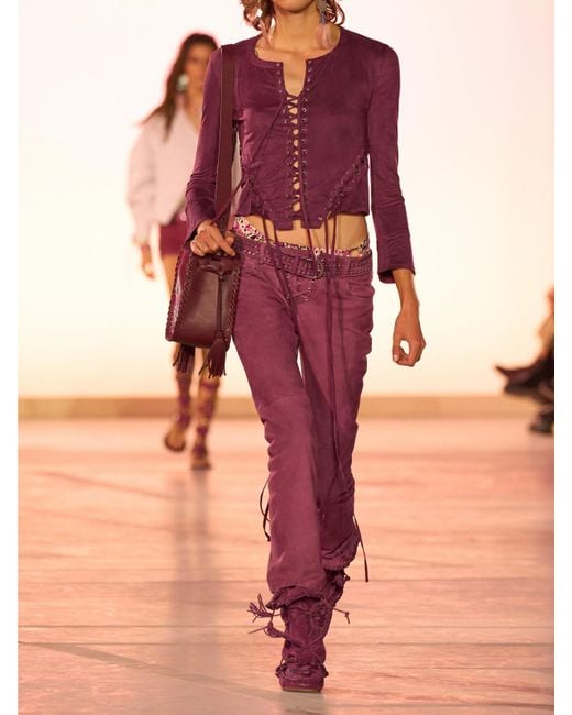 Isabel Marant Purple Seatle Verkürztes Oberteil Aus Gebürstetem Stretch-Jersey